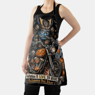 Blue Oni Biker Halloween Apron - LIVE TO RIDE