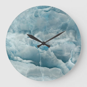 Blue onyx marble, abstract texture. large clock