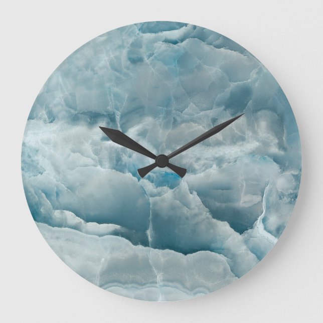 Blue onyx marble, abstract texture. large clock (Front)