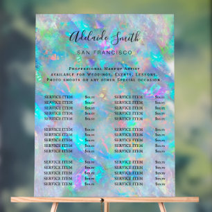 blue opal beauty salon price list acrylic sign