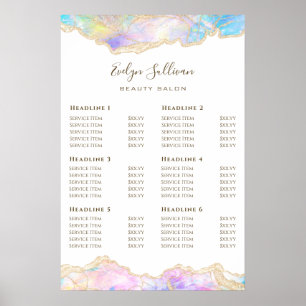 Blue Opal Design Price List Poster