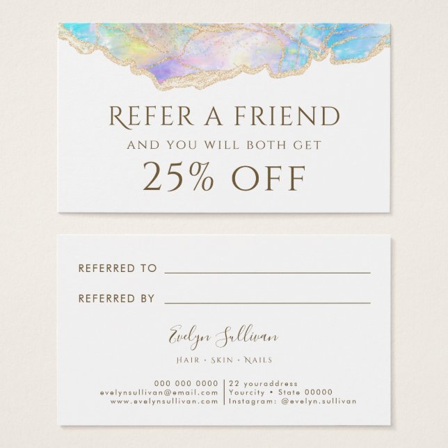 Blue Opal design Referral Card (Front & Back)