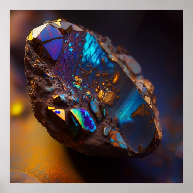 Blue Opal Inspired Gem with Copper Veins Poster (Front)