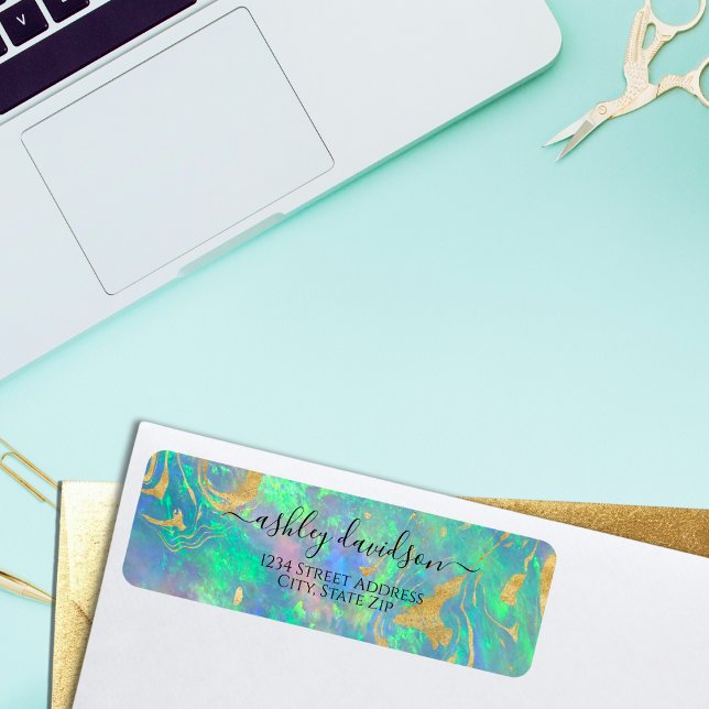 Blue Opal Iridescent Return Address label (Creator Uploaded)