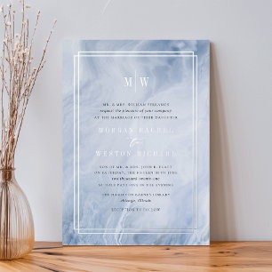 Blue Opal Monogram Wedding Silver