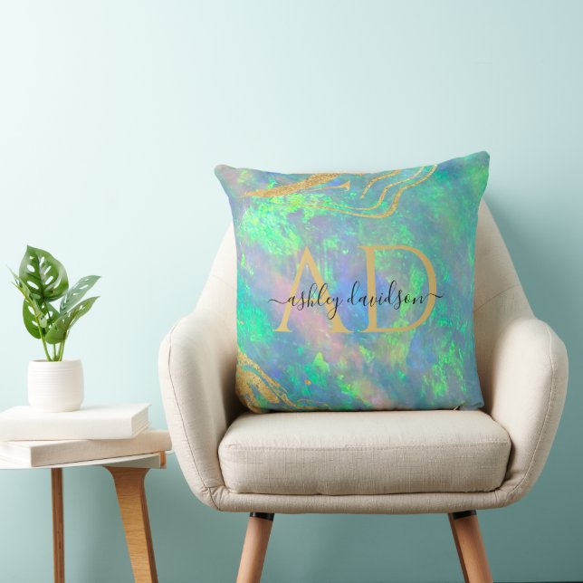 Blue Opal Stone | Monogram Pillow (Chair)