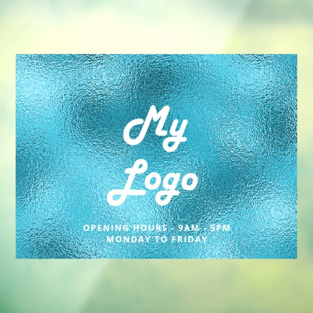 Blue opening hours business logo window cling (Sheet 3)