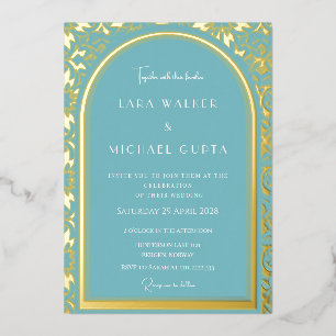Blue Opulence Wedding (Retro-Dotted) Foil