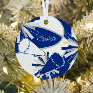 blue or ANY COLOR keepsake basketball cheerleader  Metal Tree Decoration