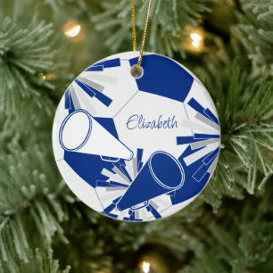 blue or ANY COLORS soccer cheerleading keepsake Ceramic Tree Decoration