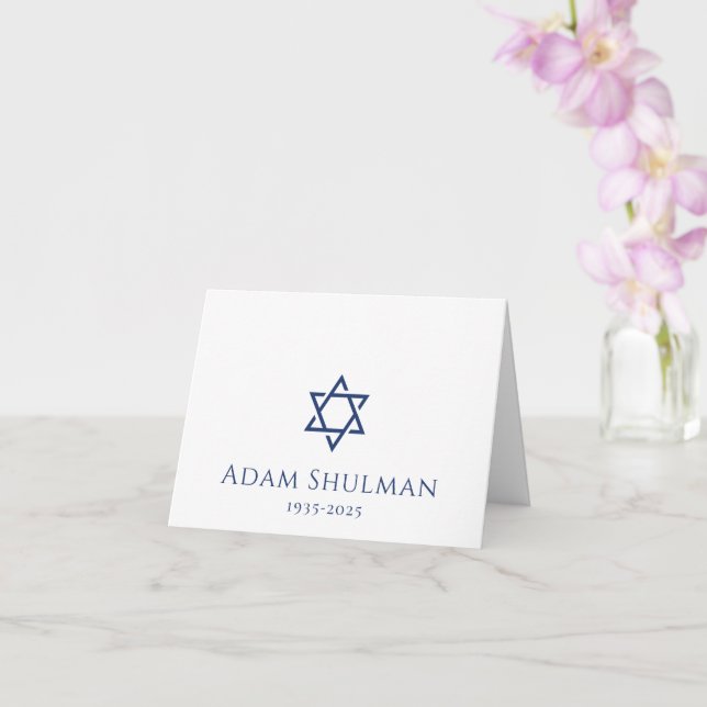 Blue or any colour Star of David sympathy thank yo Card (Orchid)