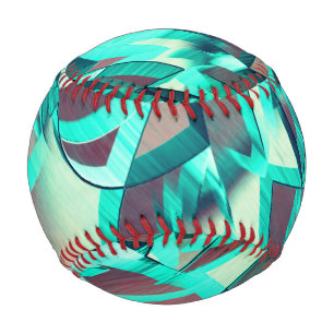 Blue or cyan streaks on red, drizzled image baseball