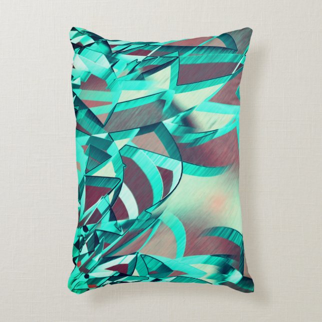 Blue or cyan streaks over red, drizzled image decorative cushion (Front(Vertical))