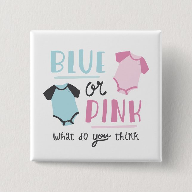 Blue or Pink Baby Gender Reveal Party Shower 15 Cm Square Badge (Front)