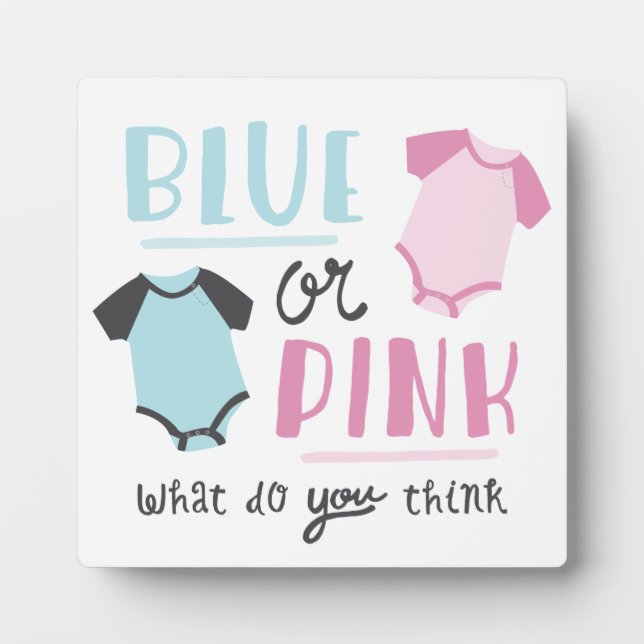 Blue or Pink Baby Gender Reveal Party Shower Plaque (Front)