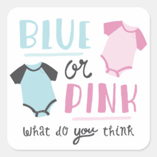 Blue or Pink Baby Gender Reveal Party Shower Square Sticker