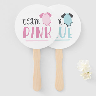 Blue or Pink Baby Gender Reveal Team Blue or Pink Hand Fan