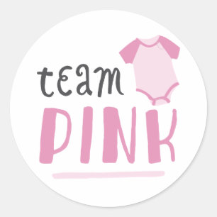 Blue or Pink Baby Gender Reveal Team Pink Classic Round Sticker