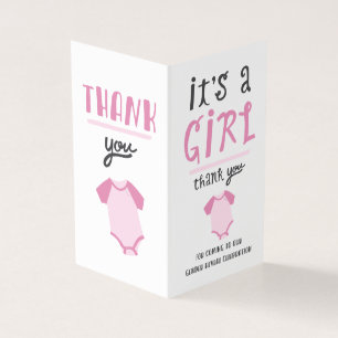 Blue or Pink Baby Gender Reveal Thank You Pink Business Card