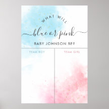Blue or Pink Blush Gender Reveal Voting Sign