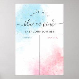 Blue or Pink Blush Gender Reveal Voting Sign