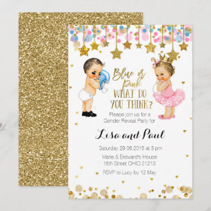 Blue or Pink Gender Reveal invitation