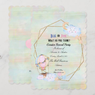Blue or Pink Gender Reveal Party Invitation