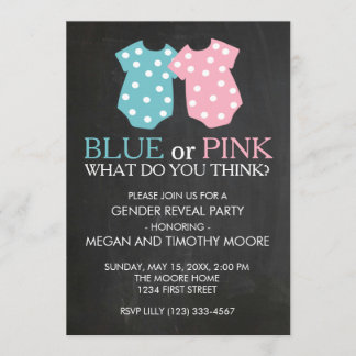 Blue or Pink Gender Reveal Party Invite Chalkboard
