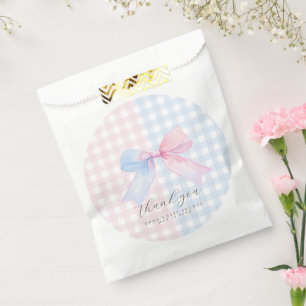 Blue or Pink Gingham Bow  Favour Bag