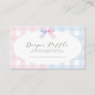 Blue or Pink Gingham Bow Gender Reveal Baby Shower Enclosure Card