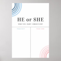 Blue or Pink Rainbow Gender Reveal Voting Sign