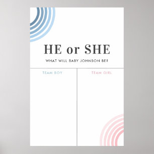 Blue or Pink Rainbow Gender Reveal Voting Sign