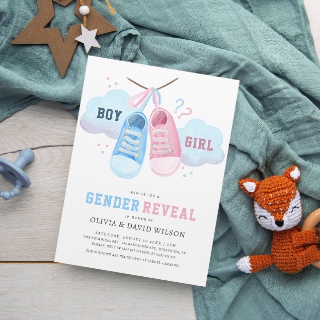 Blue or Pink Sneaker Gender Reveal Invitation (Creator Uploaded)
