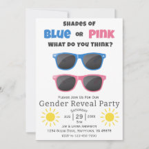 Blue or Pink Sunglasses Summer Gender Reveal
