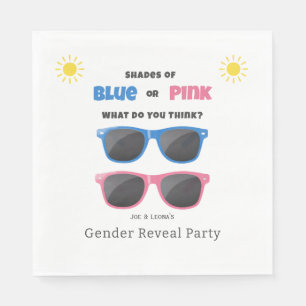 Blue or Pink Sunglasses Summer Gender Reveal Napkin