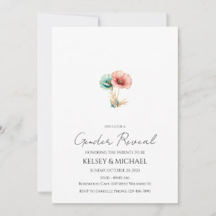 Blue or Pink Watercolor Gender Reveal Invitation