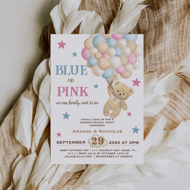 Blue or Pink Watercolor Modern Gender Reveal Invitation (Creator Uploaded)