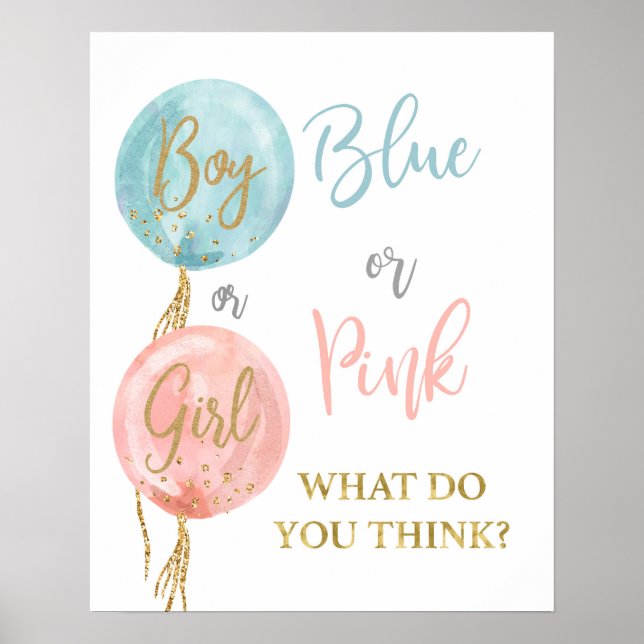 Blue or Pink what do you think Gender Reveal Poster (Front)