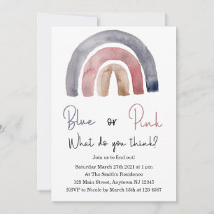 Blue or Pink What Do You Think Rainbow Invitation