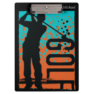 Blue Orange Abstract Art Golf Clipboard
