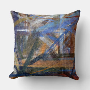 Blue Orange Abstract Cushion