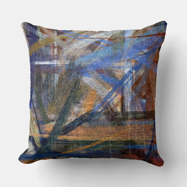 Blue Orange Abstract Cushion (Front)