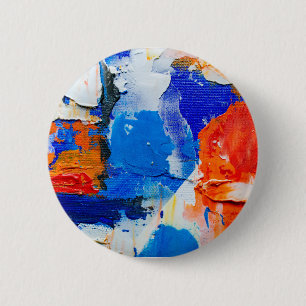 Blue & Orange Abstract Painting Abstract Art Abstr 6 Cm Round Badge