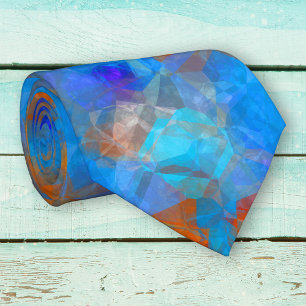 Blue Orange Abstract Pattern Tie
