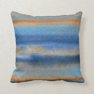Blue Orange Abstract Stripes Cushion