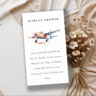 Blue Orange Aeroplane Diaper Shower Baby Shower Enclosure Card