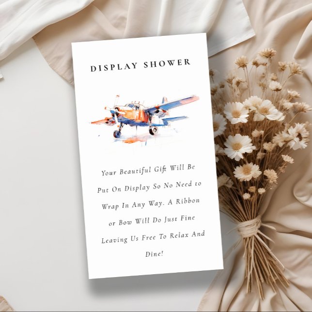 Blue Orange Aeroplane Diaper Shower Baby Shower Enclosure Card (Creator Uploaded)