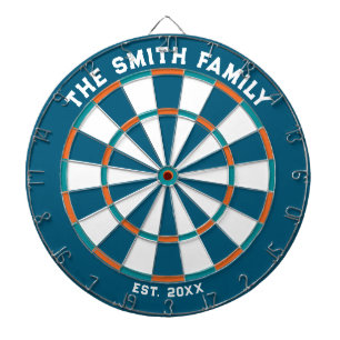 Blue, Orange and Aqua Family Dartboard with Darts