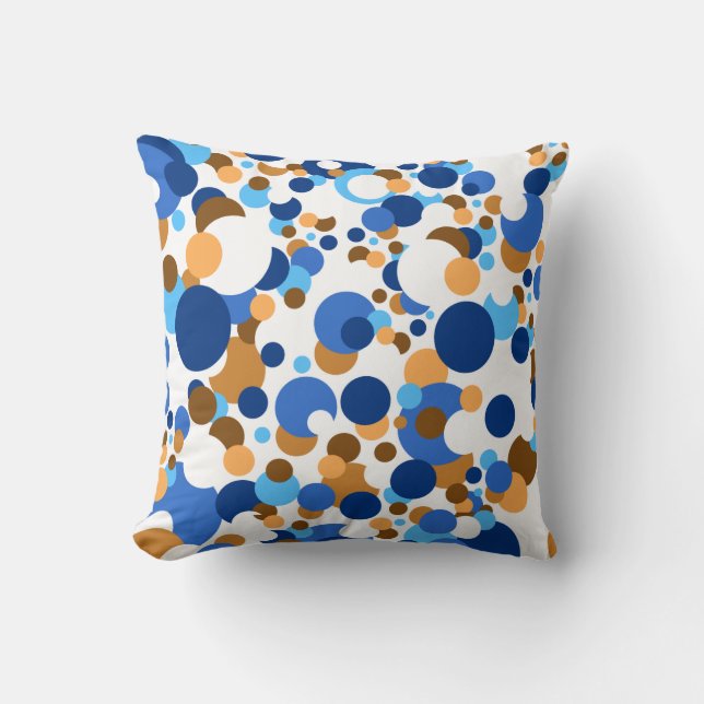Blue, orange and brown confetti cushion (Front)
