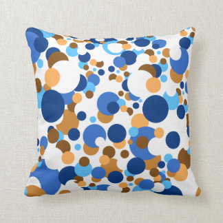 Blue, orange and brown confetti cushion